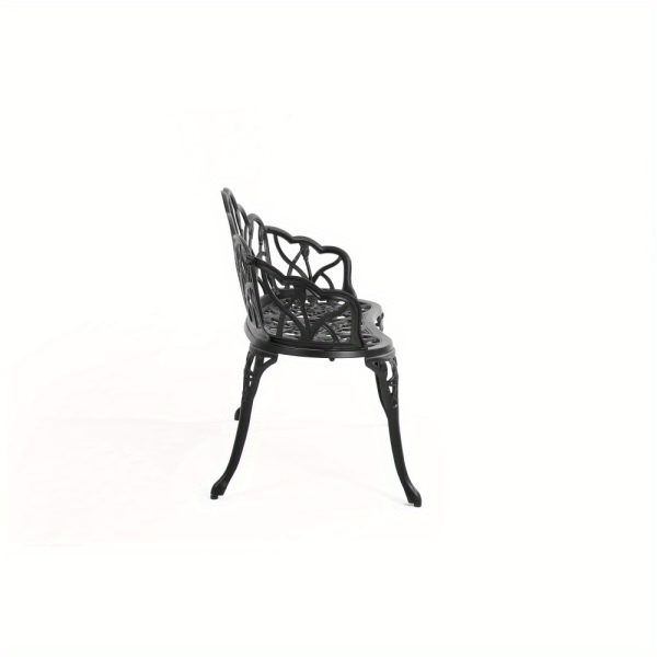 [Heavy-Duty Outdoor Bench] Heavy-Duty Cast Aluminum Outdoor Bench with Elegant Black Wrought Iron-Like Design - Heavy-Duty Garden, Patio, Park Bench - All-Weather & Rustproof - Sturdy Curved Backrest & Footrest - Easy Assembly for Deck, Lawn, Front Porch - Modern Outdoor Furniture with Butterfly Patterns - Smooth Edges for - Comfortable & Stable - Durable Cast Aluminum - Black
