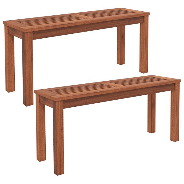 product-open-a4a0b5e25c824d21bb8dd375ec395c31-goods LIFEZEAL 2pcs Patio Backless Bench 2-Seater Outdoor Dining Bench Solid Wood Backyard