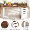 product-open-a4e0f70b8d074a6197cf8a84038df385-goods 47-Inch Computer Desk, Contemporary Work Desk Featuring 5 Drawers And a Metal Frame, Minimalist Writing Desk Suitable for Home Office Use