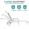 product-open-a5520042e0ca42d194480079f48fc0bc-goods Andehomy Cast Aluminum Outdoor Lounge Chair on Wheels, Patio Recliner with Adjustable Backrest in 3 Positions, Perfect for Poolside Relaxation, Bronze And White Color