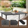 product-open-a65d9eb533c6476ca40554b6bc593f5e-goods Andehomy 7pcs Patio Dining Set with 6 Chairs And 1 Table, Outdoor Dining Set with 2 Wicker Swivel Patio Dining Chairs with Cushions & Black, Rectangular Woodgrain Metal Dining Table with 1.75" Umbrella Hole, Black & Brown