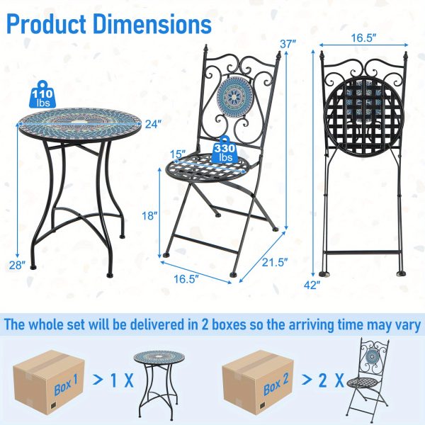 product-open-a6928ea244d64e639748060f477e47e7-goods GYMAX 24 Inch Patio Bistro Table, Mosaic Round Table w/ Ceramic Tile Tabletop, Heavy-Duty Metal Structure, Decorative Outdoor Dining Table for Backyard, Garden, Porch, Living Room