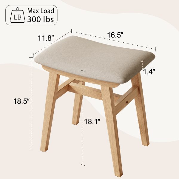 product-open-a6b9ea35aebc429ab41bbaa22142f1d3-goods Solid Wood Vanity Chair, 18.5 Inch Height Vanity Stool, Chair for Bedroom, Durable And Sturdy, Padded Seat, Modern Easy, Home Decor Additions, Limited-Time Flash, Free Shipping