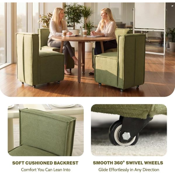 product-open-a6d1c7a2389a4b35bf06a51df9e818eb-goods Set of 2 Modern Dining Chairs with Casters Armless Rolling Dining Chairs with Rollers for Kitchen and Dining Room, Removable Cover, Minimalist Style, Specific Style