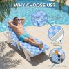 product-open-a6f92c2389424ea3bb9d4f53de1c5731-goods Lounge Chaise Chair Towel Covers Pack of 2, Beach Chair Cover with 3 Pockets for Pool Outdoor Beach Garden Patio Trips, 85 X30in (Blue Checkerboard)