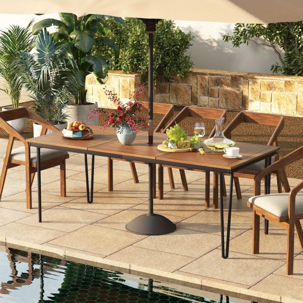 Multigot 79" Outdoor Dining Table 8-Person Patio Table with 1.9" Umbrella Hole