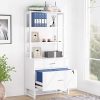 product-open-a7322fcc779a4aeabfcda272c59efcfd-goods LustreC 2 Drawer Vertical File Cabinet with Lock & Bookshelf, Letter Size Large Modern Filing Cabinet Printer Stand with Open Storage Shelves for Home Office, White