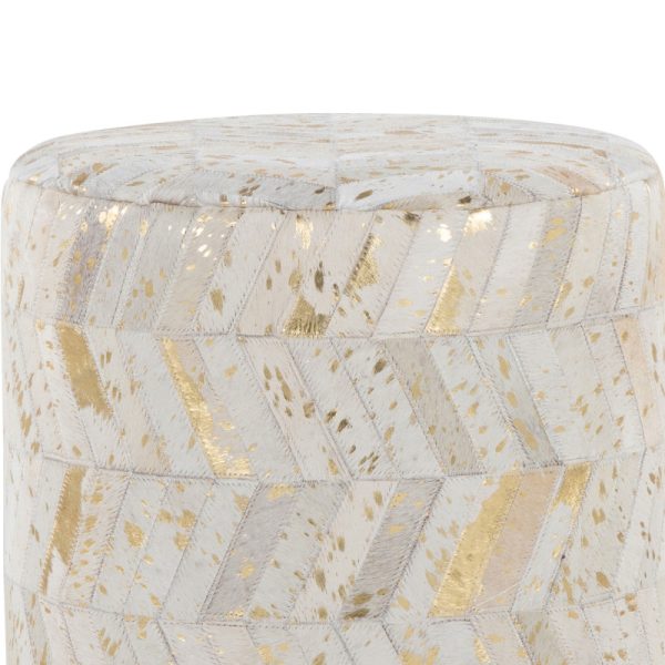 product-open-a75625ca02a8427e9b69a68cb32e4d88-goods Leather Ottoman in Golden Metal and Ivory Leather with Golden Splatter