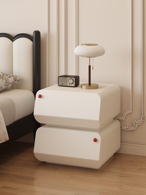 Modern Stackable Nightstand, 1set Double-decker Locker. Modular Bedside Table, Minimalist Black & White Storage Drawer, Space-Saving Accent Furniture for Bedroom & Living Room, Silent Soft Close Rails, Scratch-Resistant PU Finish, Easy Assembly