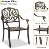 product-open-a75ece93d8874e66b00999706e87672a-goods Bonnlo 5pcs Outdoor Dining Set Cast Aluminium Patio Furniture with 4 Chairs and 1 Umbrella Table for Garden Porch Poolside Weather-Resistant Bronze