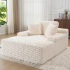 product-open-a7a77b584c5e46068bf2340d911cbf3a-goods 67" Chaise Lounge Sofa Bed with Faux Fur Upholstery, No Assembly Sleeper Couch with Memory Sponge Support, Ergonomic Plush Design with Throw Pillows and Thick Padding, Modern Comfortable Sofa for Living Room Bedroom Apartment, Grey & White Available