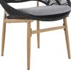 [Outdoor Wicker Papasan] Set of 2 Cyril Outdoor Wicker Papasan Chair With Teak Legs & Dark Gray Faux Rattan Frame - -Weather Suitable for,, Poolside Furniture - Cushioned Seating, Low-Maintenance Wipeable for /Outdoor Use