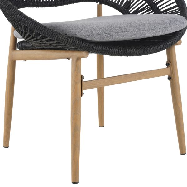 [Outdoor Wicker Papasan] Set of 2 Cyril Outdoor Wicker Papasan Chair With Teak Legs & Dark Gray Faux Rattan Frame - -Weather Suitable for,, Poolside Furniture - Cushioned Seating, Low-Maintenance Wipeable for /Outdoor Use