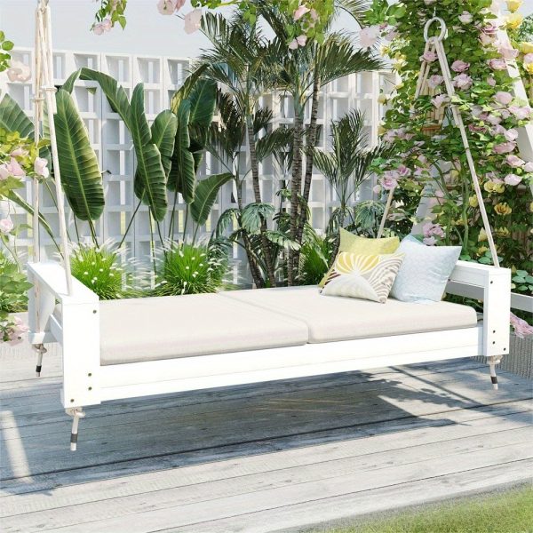 product-open-a844e67b7f8740709b5e932fadd00088-goods Garden seating. Swing chair. Double-sized porch swing bed seating set with hemp rope swing frame, suitable for gardens and backyards. Minimalist rustic style, ideal for courtyards and gardens. Mattress sold separately.