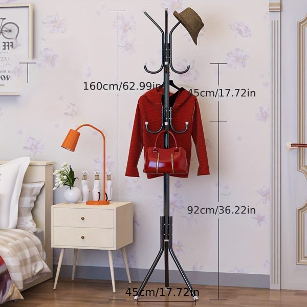 product-open-a847a69acfef45a1a19d5d1093e52ece-goods 1pc Heavy-Duty Metal Coat Rack with 9-Tier Vertical Storage - Freestanding Space-Saving Clothing Organizer with Sturdy Iron Frame & Copper Finish, 27"+ Height, Easy Assembly for Entryway, Living Room, Bedroom, Dorm - Portable Garment Rack for Shirts