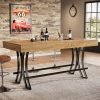 product-open-a880d40f0ec0483cbb90b40287c35d69-goods 63" Counter Height Dining Table with Metal Footrest, Rectangular Tall Kitchen Bar Pub Table, Industrial Home Bar Unit for Entertaining, Freestanding, Brown
