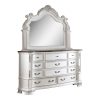 product-open-a96d68380d624f8fac154099580aae6c-goods Luxury White 1pc Dresser Dovetail Drawers Genuine Marble Top Bronze Round Knob and Hanging Pulls BedroomEasy to Install Storage Unit Ready to Use Out of Box