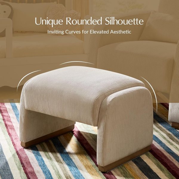 product-open-a98489727cdb46778a6e4cd20a967115-goods Modern Corduroy Ottoman with Solid Wood Legs, Foot Stools Ottoman with Versatile Footrest, Extra Seat And Decorative Accent
