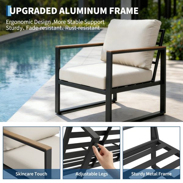 product-open-a9860b3d84a44b15b6aea5370aa4baff-goods 4pcs Outdoor Patio Furniture Set in Grey, Conversation Sofa Set with Metal Frame And All-Weather PE Rope Weaving, UV Resistant And Waterproof Couch with Table for Garden, Balcony, Backyard