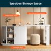 Adjustable Vanity Desk with Rolling Shutter, L-Shape Corner Makeup Table Featuring Shelves, Bedroom Storage Solution in White