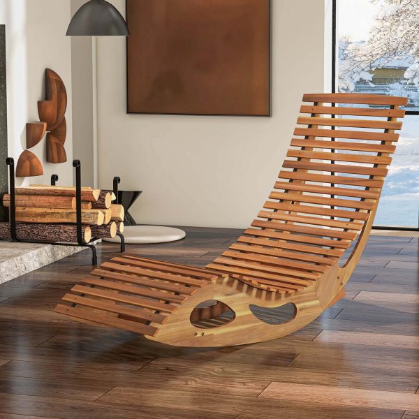 product-open-aa02c5cfb825426dae5986de61a87330-goods MULTIGOT Outdoor Acacia Wood Chaise Lounge Rocker - High Back Ergonomic Slatted Seat with Stopper, 350lb Capacity Weather-Resistant Patio Furniture for Deck, Poolside, Garden (Natural Finish), Outdoor Lounge Chair, Deck Seating, Rustic Design, Sturdy Construction, Backyard Comfort