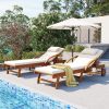 product-open-aa3a36bf8b964c5b8514d8a07c802aa3-goods U_Style 2-Pack 77.5' Outdoor Lounge Chairs, Acacia Wood Frame, Cushioned, Adjustable Backrest And Leg Rest, Headrest And Retractable Side Tray, Perfect for Patio, Pool, Garden, Beach