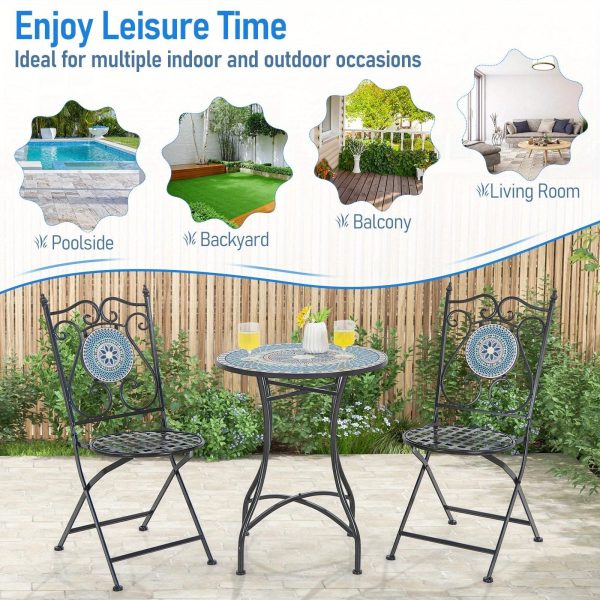 product-open-aa556246d2b643c6b6eb27f759cbf045-goods GYMAX 24 Inch Patio Bistro Table, Mosaic Round Table w/ Ceramic Tile Tabletop, Heavy-Duty Metal Structure, Decorative Outdoor Dining Table for Backyard, Garden, Porch, Living Room