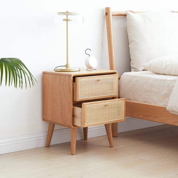 product-open-aa7ea53f59b44ac895378492f61c2b7c-goods Pure Solid Wood Bedside Cabinet Modern Easy Nightstands North America Oak Bedside Cabinet Nordic Bedroom Solid Oak Storage Cabinet 15.75inch