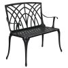 product-open-aadaa3557fd743b6b5ef71487f4142e8-goods Extra Wide 38 Inch Outdoor Bench Orchid Curve Back Ergonomic Design Patio Villa Aluminum Bench Aviation Aluminum Anti Rust Anti Slip Anti Side Tip Garden Deck Porch Chairs