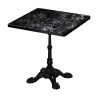 Marble-Look Sintered Stone Square Table - Heavy-Duty Cast Iron Base for Bistro, Cafe, Bar And Home Use