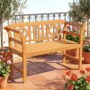 product-open-abb33121ce934b74934d4c484091ad33-goods Outdoor Acacia Wood Bench, 2 Persons Solid Wood Loveseat with Curved Armrests & Slatted Seat, Garden Patio Park Bench, 800 Lbs Weight Capacity