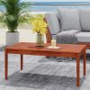 product-open-ac0205584575487e80da0d262c91f08a-goods Acacia Wood Outdoor Coffee Table, Rustic Patio Coffee Table, Weather Resistant Garden Coffee Table, 36.25" W X 20.50" D X 15.00" H, Mahogany Finish, Streamlined Style for Backyard, Deck, Poolside, Balcony