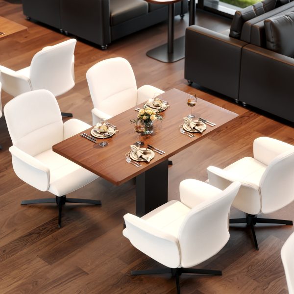 product-open-ac108b9b50674517aee519f47e5c8dc0-goods Homy Casa Beige Upholstered Chenille Dining Chair, Side Chair, Swivel Adjustable Height Accent Chair Featuring Padded Arms And Iron Legs, Modern Design Suitable for Cafe, Kitchen, Dining Room, Available in Single Piece Or Sets of 2 Or 4