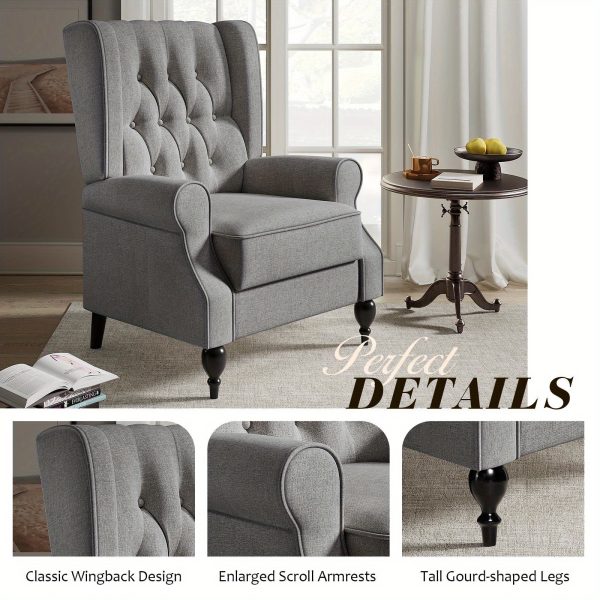product-open-ac32c7ba99154a0cbe0e4b5c6afc2694-goods ALBOTT Tufted Push Back Recliner Chair - Wingback Accent Armchair for Adults, Club-Style Design for Home Use