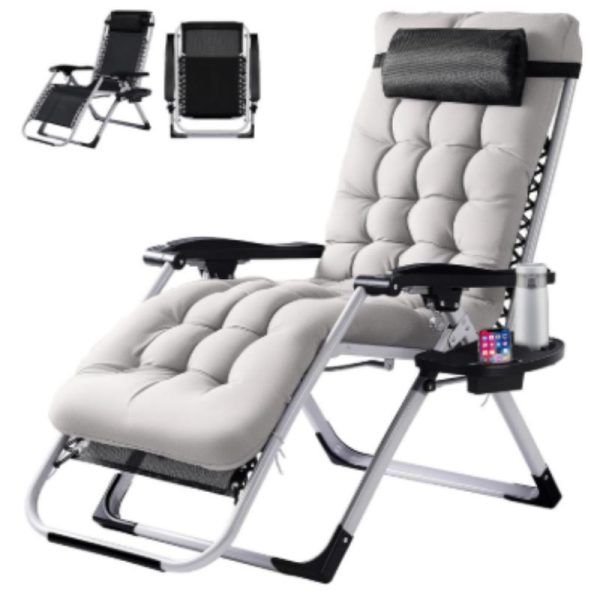 product-open-ac652e736205458d8dbb142281e1c0df-goods Zero Gravity Recliner, Foldable Patio Chair --- Includes Cup Holder Tray; Removable Cushion; Ideal For The Beach, Patio, Or Poolside
