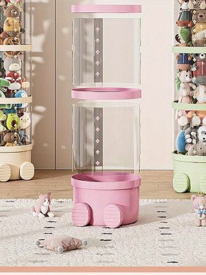 Four-Layer Transparent Large-Capacity Plastic Storage Bucket, Plush Zoo Animal House, High-Profile Transparent Storage Bucket, Keeps Animal Tidy, Suitable for Dollhouse Bedroom And Living Room Decor, Perfect Gift for Mother's Day