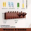 Modern Walnut Wooden, with 4/6/8/10/12 Hooks, Coat Rack, Hooks, Wall Mounted, Accordion, Entryway, Bedroom, Bathroom, Solid Wood, Smooth Polishing, Stable Adhere, Holds 22 Lbs, Floating Shelves
