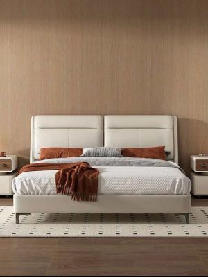 Modern 2-Drawer Solid Wood Nightstand – Featuring Rounded Corners, Ample Storage Space Adorned with Walnut Accents, Constructed with a Sturdy Wood Composite Structure, Easy to Assemble, Ideal for Small Bedrooms And Contemporary Decor