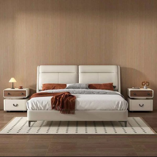 product-open-ad670c36cf4c4ca99d9a9e0d52a92a12-goods Modern 2-Drawer Solid Wood Nightstand – Featuring Rounded Corners, Ample Storage Space Adorned with Walnut Accents, Constructed with a Sturdy Wood Composite Structure, Easy to Assemble, Ideal for Small Bedrooms And Contemporary Decor