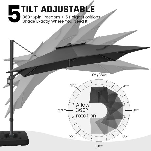 product-open-ad78bf13c9c6481b8657c741e75763c3-goods 10ft Heavy-Duty Outdoor Cantilever Parasol with, Large Rectangular Offset Umbrella - 360° Rotating Canopy, Tilt Mechanism & Heavy-Duty Aluminum Frame for Patio, Deck, Balcony, Pool (Compatible with most roofs)