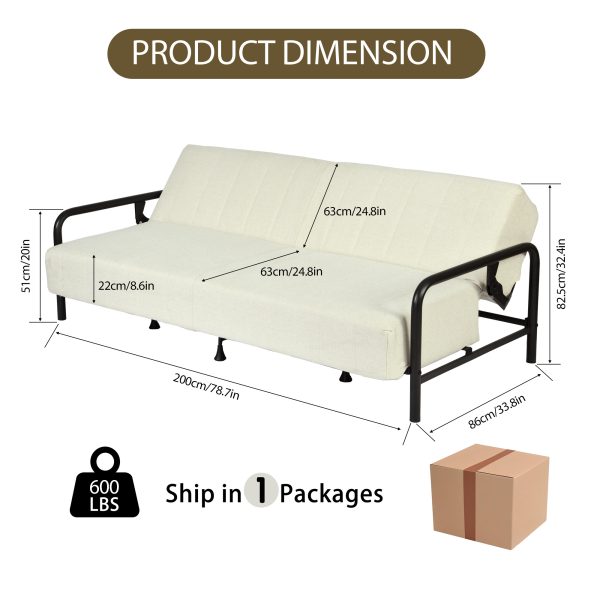 product-open-ae01f9569821473c86138bf299e874e5-goods Modern Convertible Upholstered Sofa Bed with Adjustable Backrest & Independent Spring Support - Heavy-Duty Metal Frame, 600 Lbs Weight Capacity, Smooth Flat Sleeper Bed for Small Spaces, Guest Room, Daybed - Assembly, Space-Saving