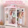 product-open-ae4af7683d07435fb033bbe9346f087a-goods Kids Armoire with Jewelry Cabinet, Dress up Storage with Mirror and Shelves, Princess Dress Closet and Costumes Wardrobe Closet, Costume Organizer for Bedroom, Kids Room, Girls