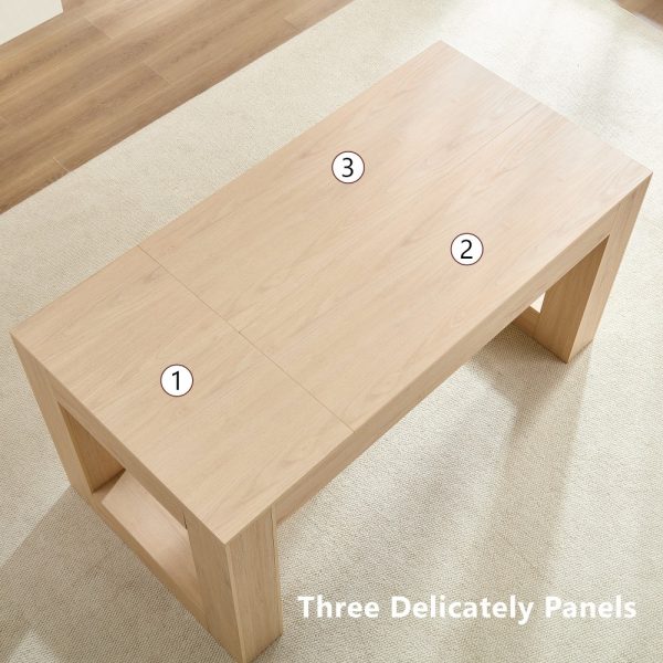 product-open-aeba78dfd502426db0bd4df14321e00a-goods Andehomy 63" Modern Farmhouse Dining Table Suitable for 4-6 People, Rectangular Kitchen Island Table with Sturdy Legs & MDF Top, Natural Oak, Assembly for Dining Room, Living Room, Kitchen, Space-Saving