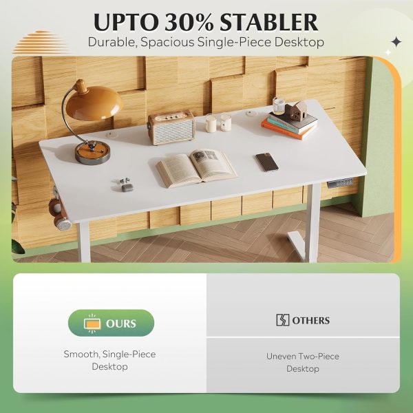 product-open-aef4314e5817471ba977d29d31ceb1c2-goods 55×28 Inch Electric Standing Desk with Drawers | 3 Adjustable Height, Storage Shelf, Built-in USB Outlet, Memory Preset, Sit to Stand, Contemporary Style, White, Engineered Wood Top, Box Drawers, Floor Mount, by GALAXHERO