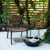 [2pcs Set] Antique Bronze Black Cast Aluminum Rustproof Outdoor Lounge Chair Classical Patio Park Single Chair Set Lightweight and Durable Iron Furniture Set