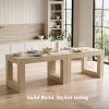 product-open-b0665d02c7a94e27bce194b2e86d204a-goods Andehomy 63" Modern Farmhouse Dining Table Suitable for 4-6 People, Rectangular Kitchen Island Table with Sturdy Legs & MDF Top, Natural Oak, Assembly for Dining Room, Living Room, Kitchen, Space-Saving