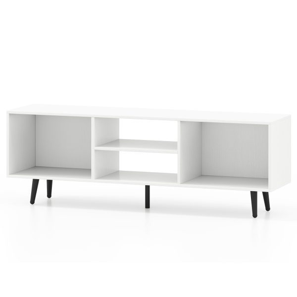 product-open-b08c1b43825241359ff5507bb659f4a7-goods LIFEZEAL 47.5" Modern TV Stand for 55-Inch TVs with Heavy-Duty Metal Legs & Engineered Wood Construction, 2-Tier Storage Shelves & Open/Enclosed Cabinets, Adjustable Height Feet, 200lb Capacity Entertainment Center Media Console for Living Room & Be