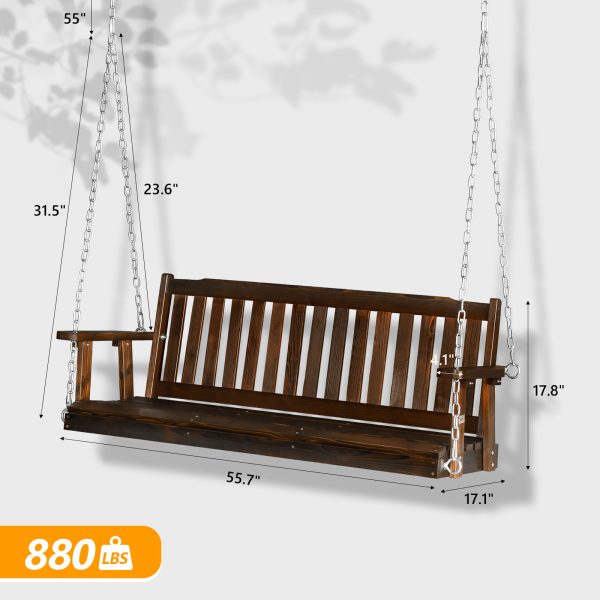 product-open-b1397e73c3144f89acdb23f2da10c335-goods Wooden Swing, 4.7ft, Carbonized Finish, Simple Design, with 5.5mm Chain, 880.00lbs