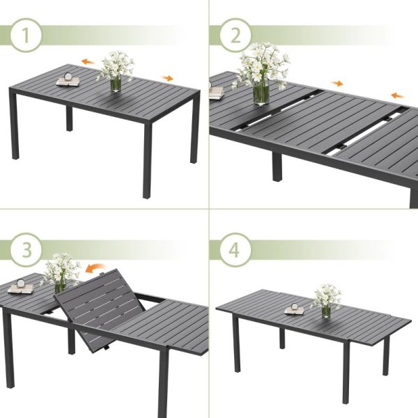 product-open-b15a399babe94722bcc6aa37514b9921-goods Expandable Outdoor Dining Table for 4 to 8 People, Extendable Patio Dining Table Ideal for Deck, Backyard, Lawn And Poolside