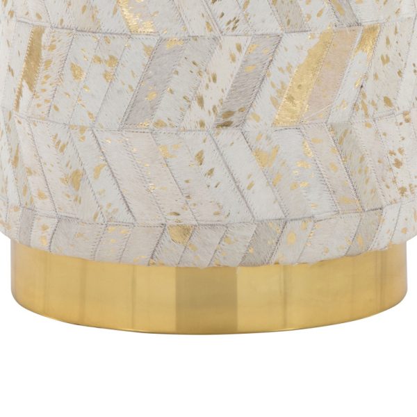 product-open-b1e6519ea2914194b614ccd4e3fc413c-goods Leather Ottoman in Golden Metal and Ivory Leather with Golden Splatter